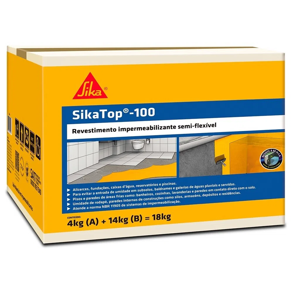 Impermeabilizante Sika Top 100 Cinza 18kg