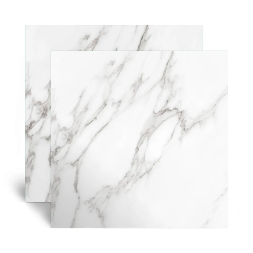 Piso Cerâmico Marmorizado Brilhante Branco Tipo A 58X58CM
